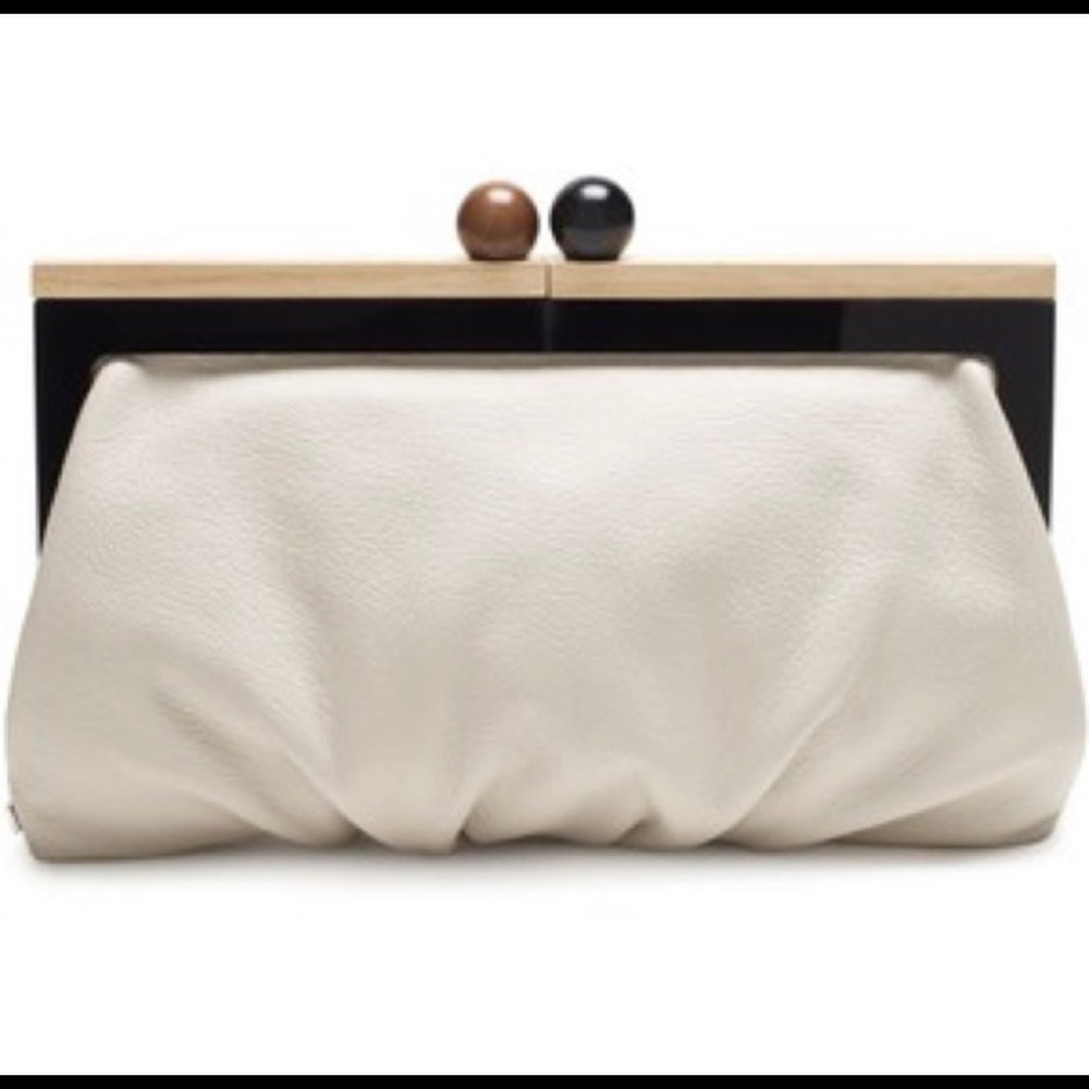 ISO Kate Spade Bixby Frame Clutch Cream Leather